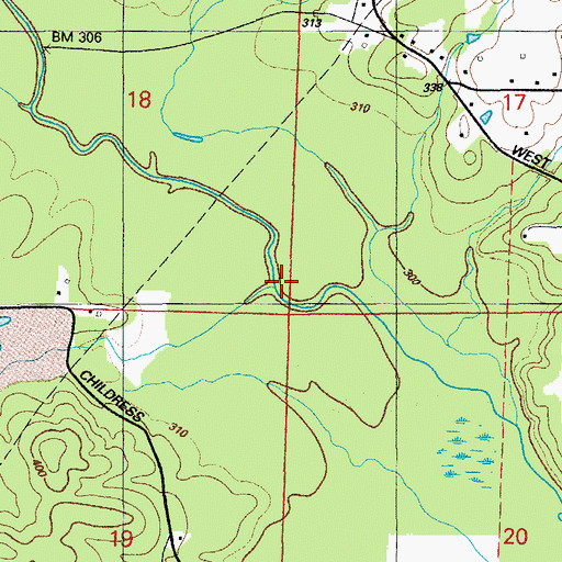Topographic Map of Blue Branch, AR