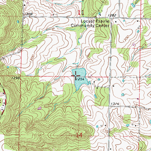 Topographic Map of Hardeke Lake Dam, MO