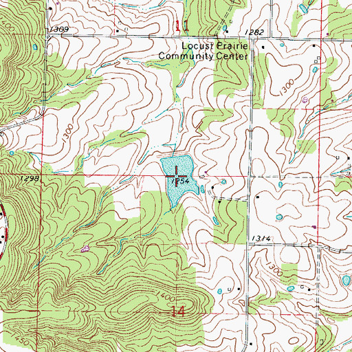 Topographic Map of Hardeke Lake, MO