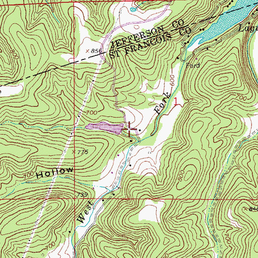 Topographic Map of Harmans Farm Pond Dam, MO