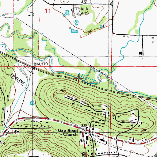 Topographic Map of Blue Creek, AR