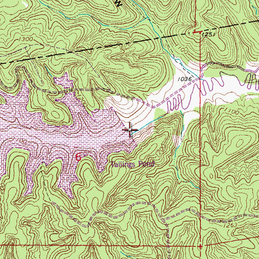 Topographic Map of Buick Mine Tailings Dam, MO