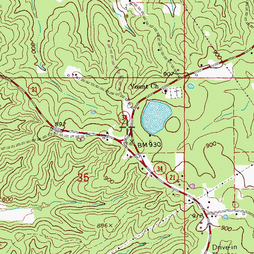Topographic Map of Number 50 Lake, MO