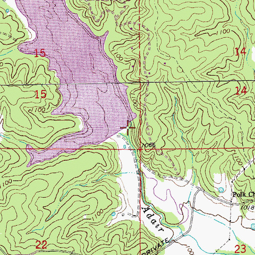 Topographic Map of Ozark Lead Tailings Dam, MO