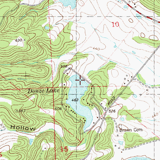 Topographic Map of Donze Lake Dam, MO