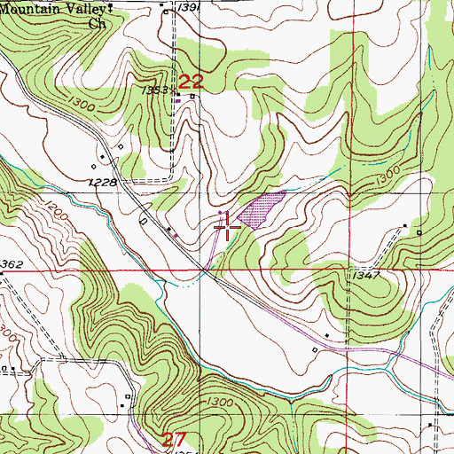 Topographic Map of Leascher Lake Dam, MO