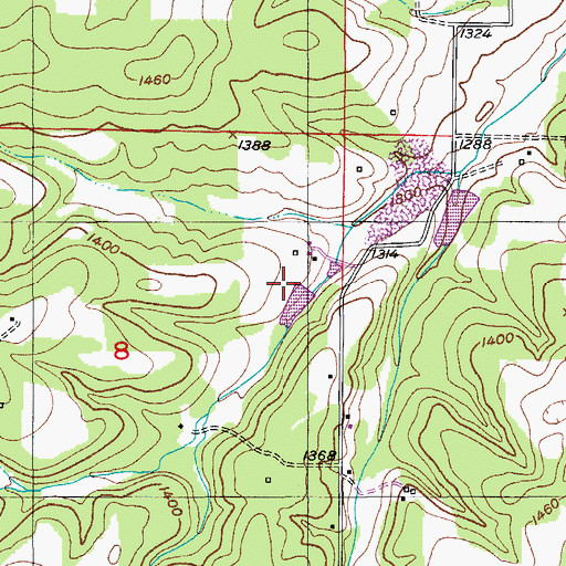 Topographic Map of Casebeer Lake Dam, MO