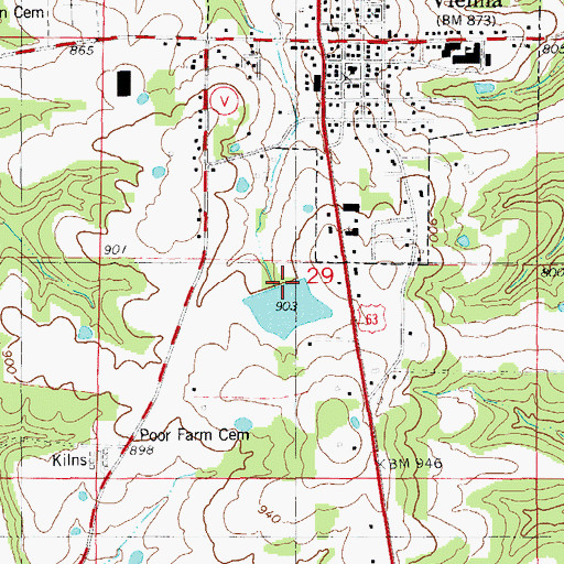 Topographic Map of Bowman Lake Dam, MO