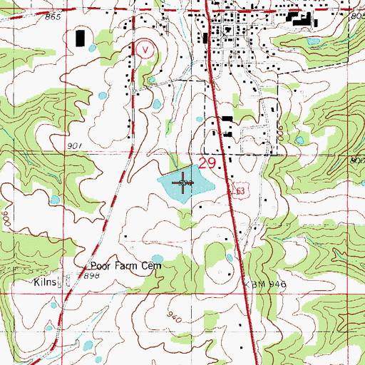 Topographic Map of Mononame 67 Lake, MO