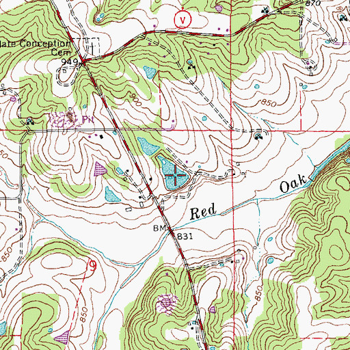 Topographic Map of Number 74 Lake, MO