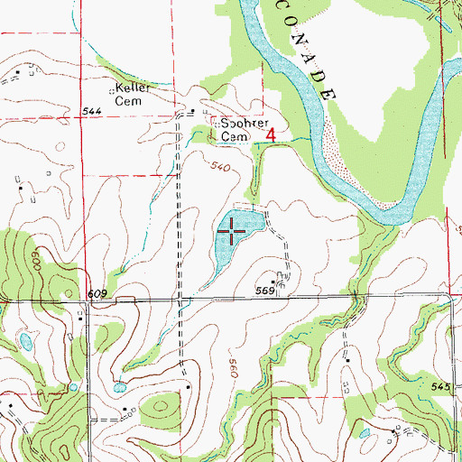 Topographic Map of Number 75 Lake, MO