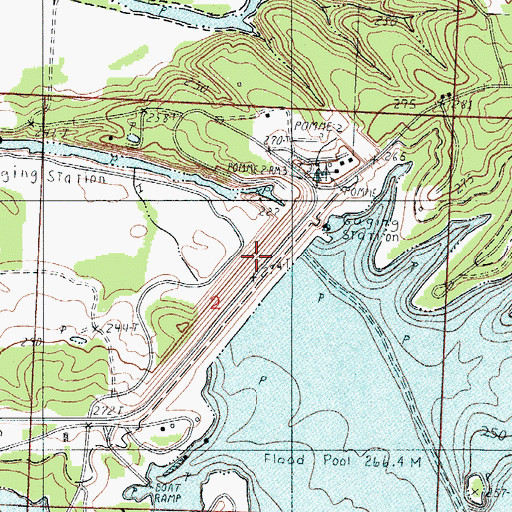 Topographic Map of Pomme de Terre Dam, MO