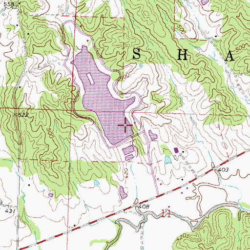 Topographic Map of Number 819 Dam, MO