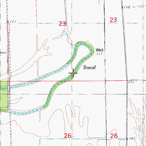 Topographic Map of Boeuf, AR