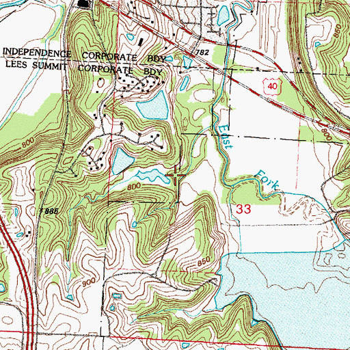 Topographic Map of Commandeer Fishing Lakes Incorporated Dam, MO