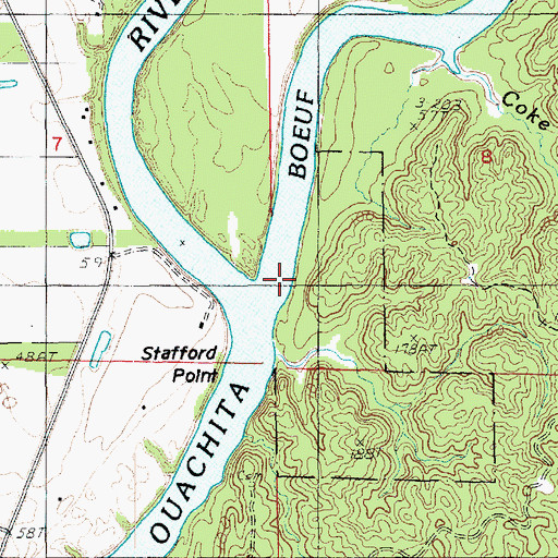 Topographic Map of Boeuf River, LA