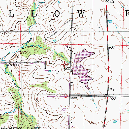 Topographic Map of Crews Lake Dam, MO