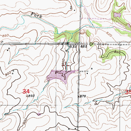 Topographic Map of Knipp Lake Dam, MO