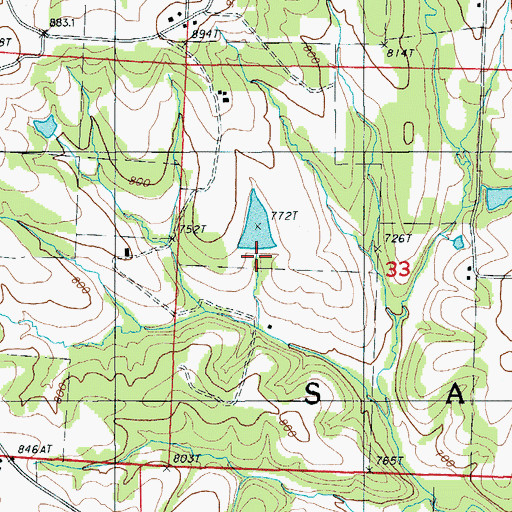 Topographic Map of Munson Dam, MO
