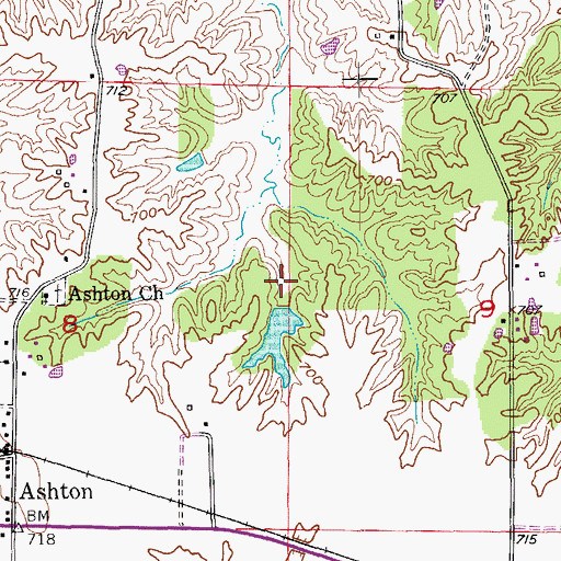 Topographic Map of Seyb Lake Dam, MO