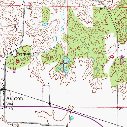 Topographic Map of Ashton Lake, MO