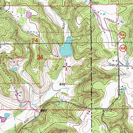 Topographic Map of Moty Lake Dam, MO