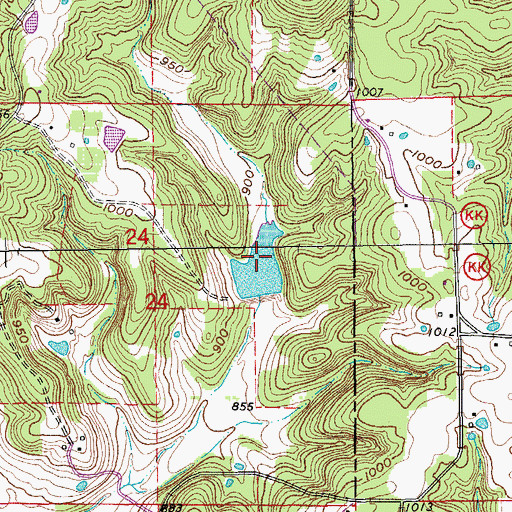 Topographic Map of Moty Lake, MO