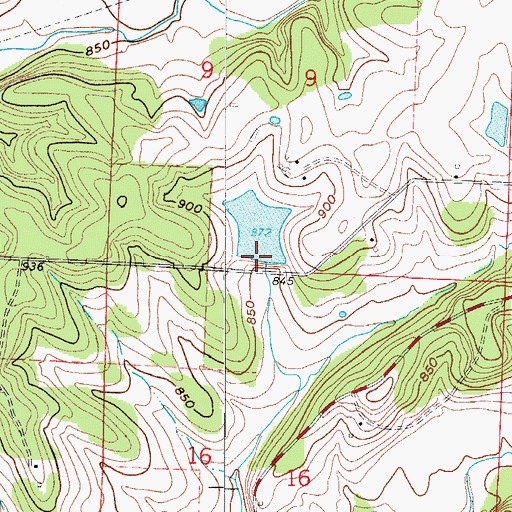 Topographic Map of Rekus Lake Dam, MO