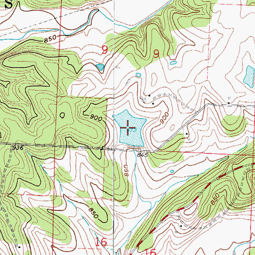 Topographic Map of B B Rekus Lake, MO