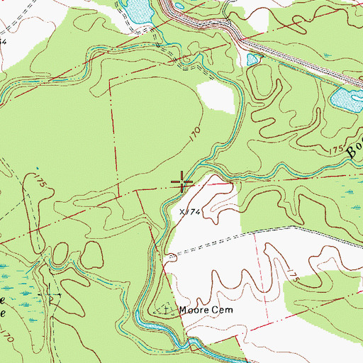 Topographic Map of Boggins Branch, AR