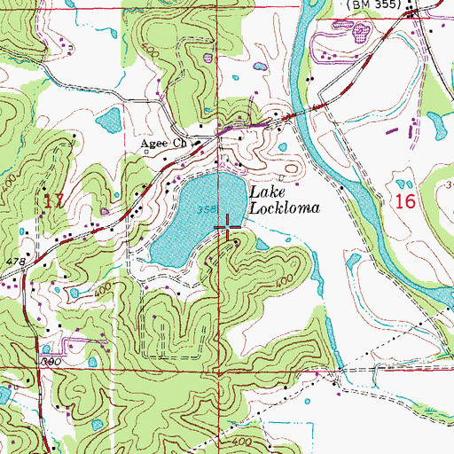 Topographic Map of Lake Lockloma Dam, MO