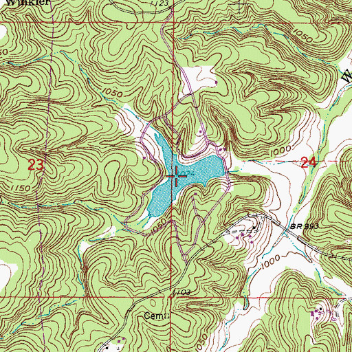 Topographic Map of Seven Springs Lake, MO