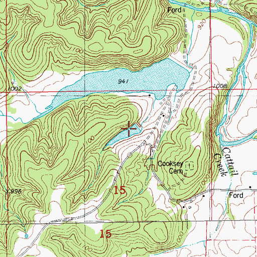 Topographic Map of Hart Development Lake Section 15 Dam, MO