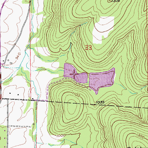 Topographic Map of Vineyards Lake, MO