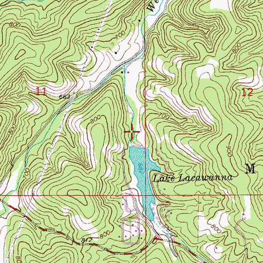 Topographic Map of Lake Lacawanna Dam, MO