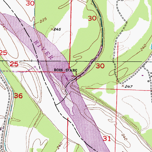 Topographic Map of Bois D'Arc Creek, AR