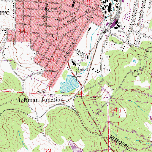 Topographic Map of Lakeview Park Lake, MO