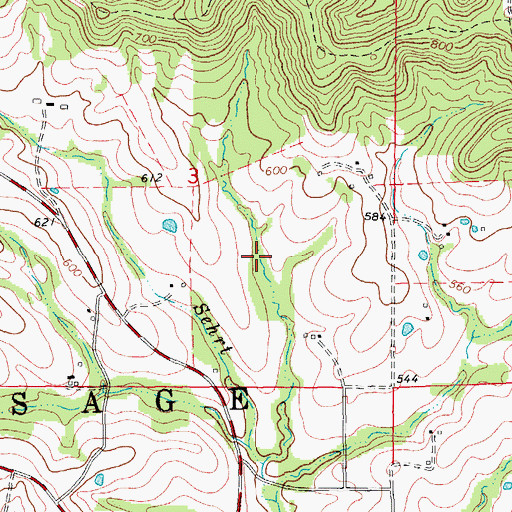 Topographic Map of Sadler Lake, MO