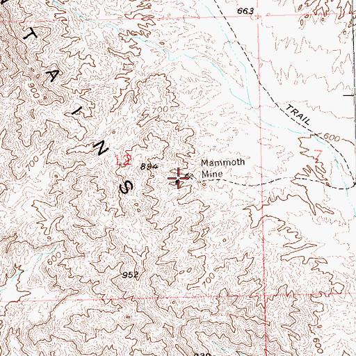Topographic Map of Mammoth Mine, AZ