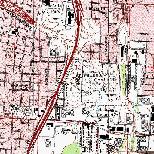 Topographic Map of Booker Junior High School, AR