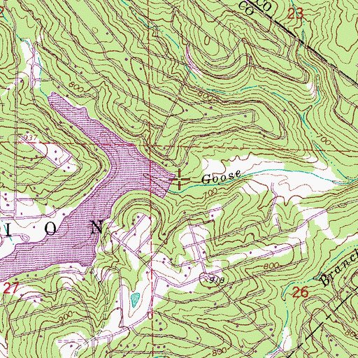 Topographic Map of Goose Creek Lake Dam, MO