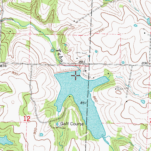 Topographic Map of Tebo Lake Dam, MO