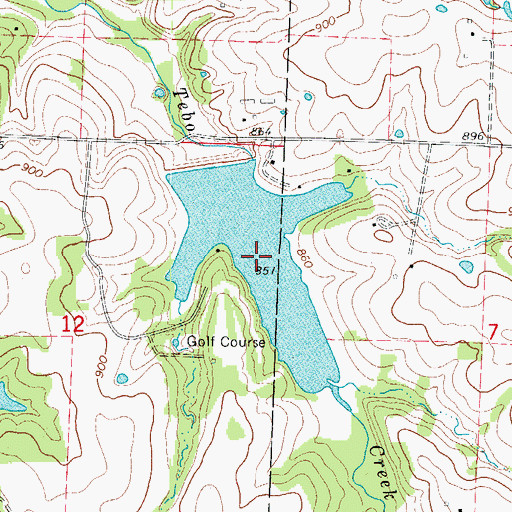 Topographic Map of Lake Tebo, MO