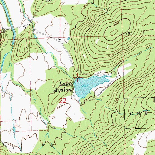 Topographic Map of Lake Avalon Dam, MO