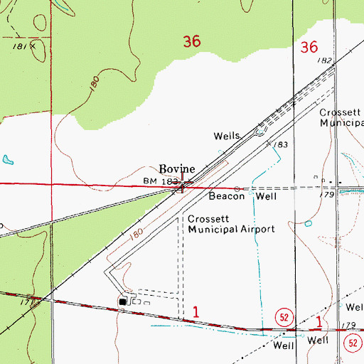 Topographic Map of Bovine, AR