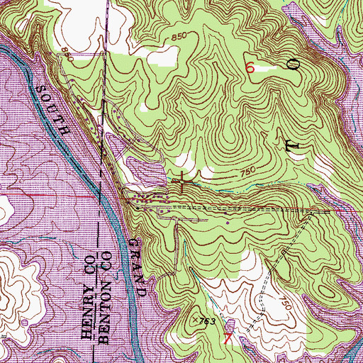 Topographic Map of Mirror Lake Number 2 Dam, MO