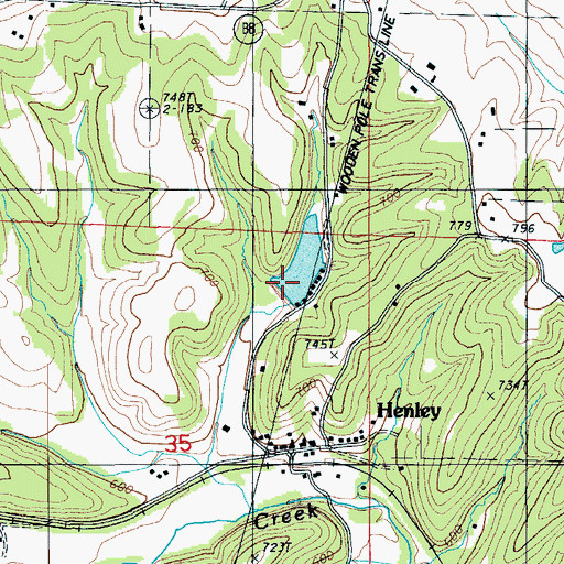Topographic Map of Henley Lake Dam, MO