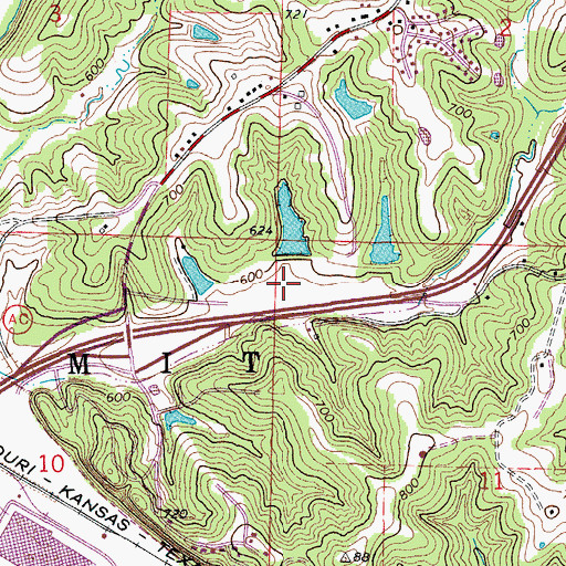 Topographic Map of Trimble Lake West Dam, MO