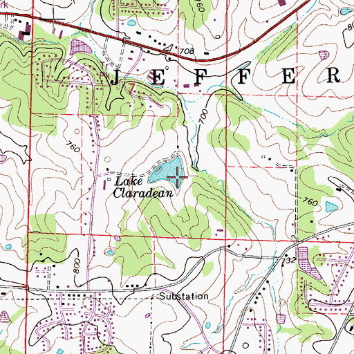 Topographic Map of Lake Claradean Dam, MO