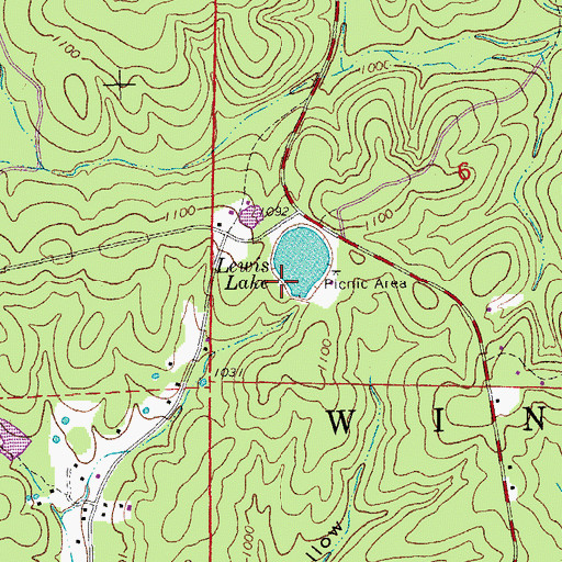 Topographic Map of Mononame 148 Dam, MO